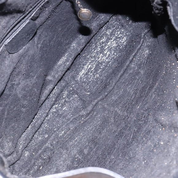 GUCCI Bamboo Hand Bag Leather Black Gold 001 1998 1638 Auth ep10869