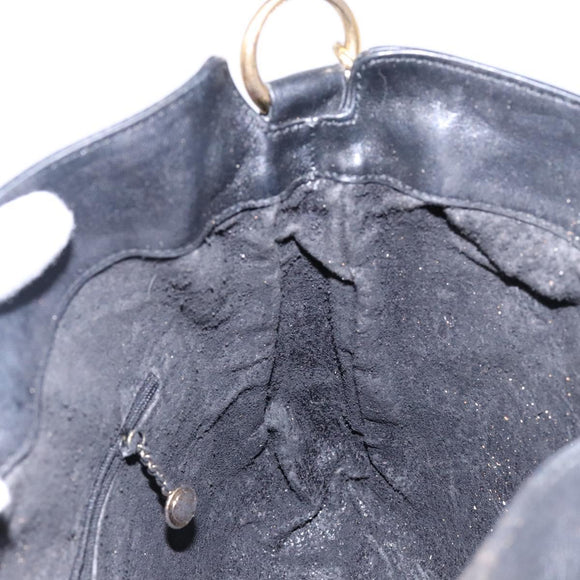 GUCCI Bamboo Hand Bag Leather Black Gold 001 1998 1638 Auth ep10869