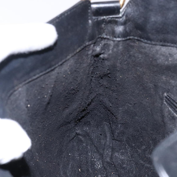 GUCCI Bamboo Hand Bag Leather Black Gold 001 1998 1638 Auth ep10869