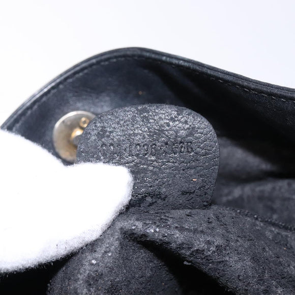 GUCCI Bamboo Hand Bag Leather Black Gold 001 1998 1638 Auth ep10869