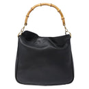 GUCCI Bamboo Hand Bag Leather Black Gold 001 1998 1638 Auth ep10869-2