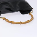 GUCCI Bamboo Hand Bag Leather Black Gold 001 1998 1638 Auth ep10869-7