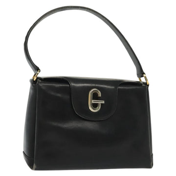 GUCCI Hand Bag Leather Black Gold Auth ep10870