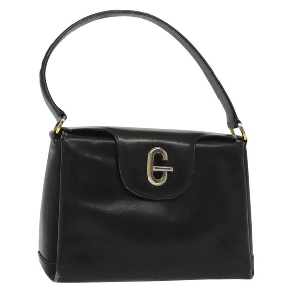 GUCCI Hand Bag Leather Black Gold Auth ep10870