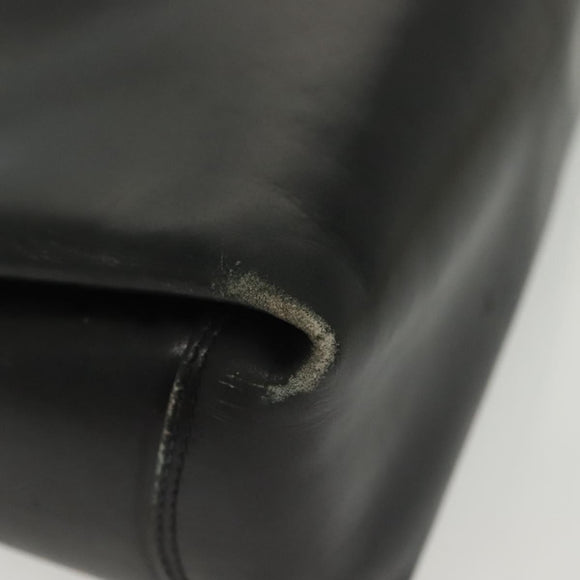 GUCCI Hand Bag Leather Black Gold Auth ep10870