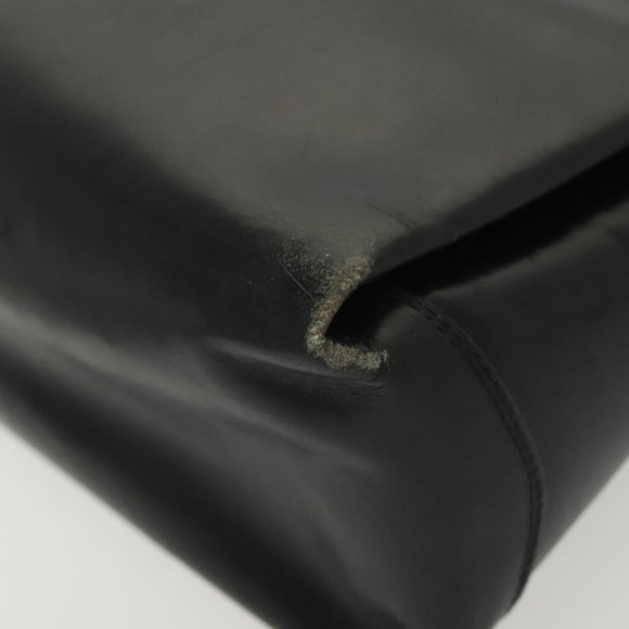 GUCCI Hand Bag Leather Black Gold Auth ep10870