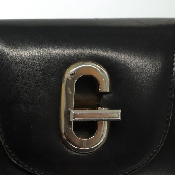 GUCCI Hand Bag Leather Black Gold Auth ep10870