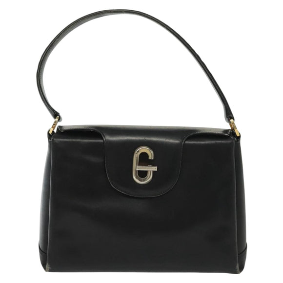 GUCCI Hand Bag Leather Black Gold Auth ep10870