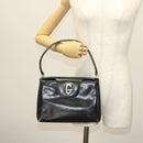 GUCCI Hand Bag Leather Black Gold Auth ep10870-22