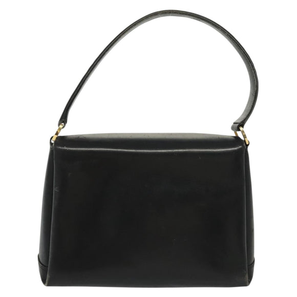 GUCCI Hand Bag Leather Black Gold Auth ep10870