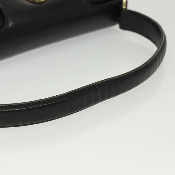 GUCCI Hand Bag Leather Black Gold Auth ep10870