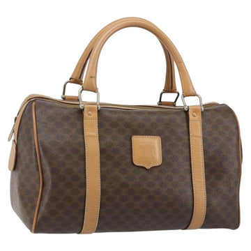 CELINE Macadam Canvas Hand Bag PVC Leather Brown Gold Auth ep10873
