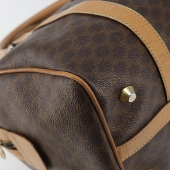 CELINE Macadam Canvas Hand Bag PVC Leather Brown Gold Auth ep10873