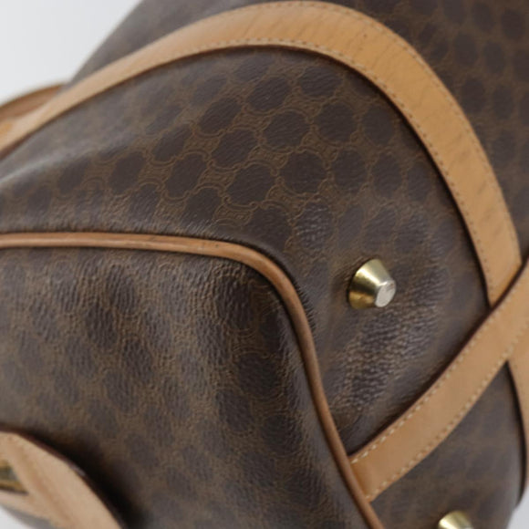 CELINE Macadam Canvas Hand Bag PVC Leather Brown Gold Auth ep10873
