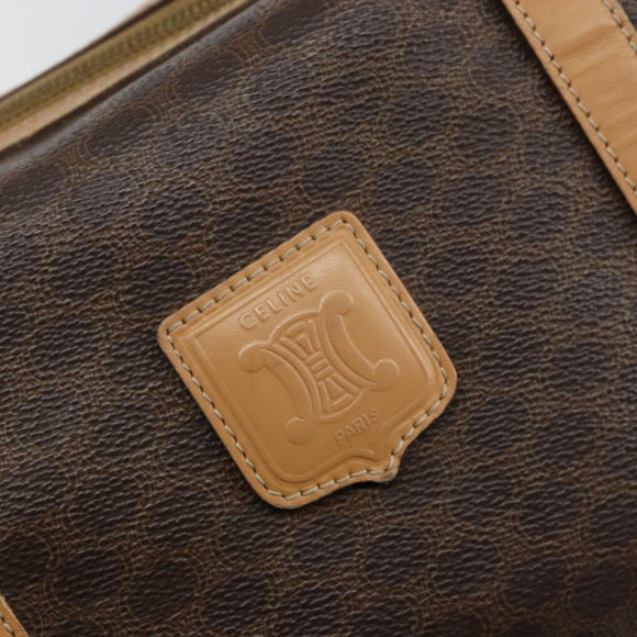 CELINE Macadam Canvas Hand Bag PVC Leather Brown Gold Auth ep10873