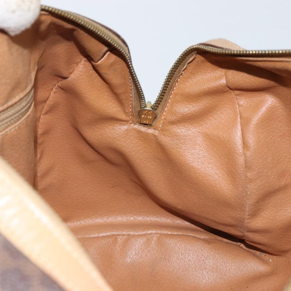 CELINE Macadam Canvas Hand Bag PVC Leather Brown Gold Auth ep10873