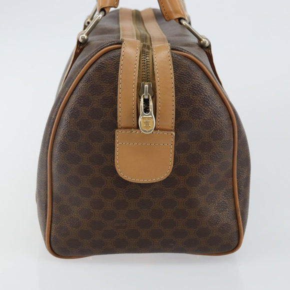 CELINE Macadam Canvas Hand Bag PVC Leather Brown Gold Auth ep10873