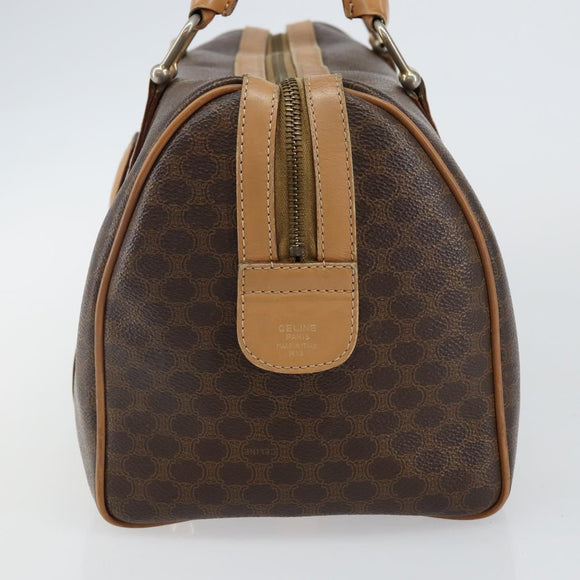 CELINE Macadam Canvas Hand Bag PVC Leather Brown Gold Auth ep10873