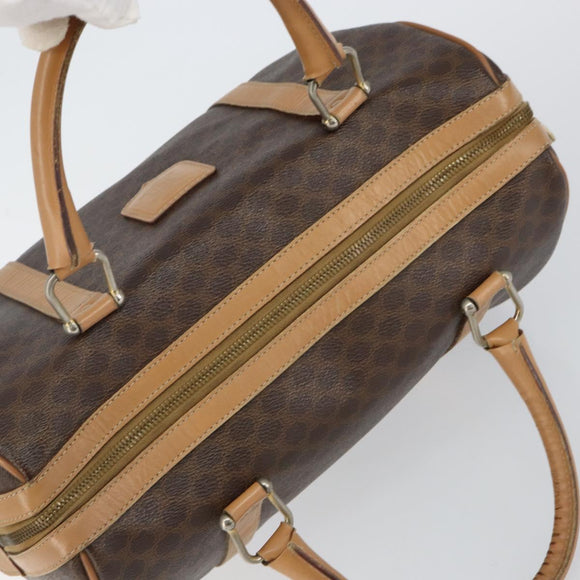 CELINE Macadam Canvas Hand Bag PVC Leather Brown Gold Auth ep10873