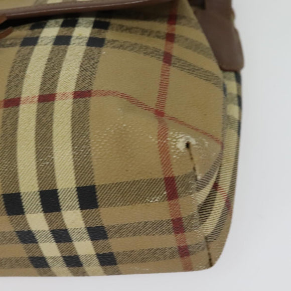 Burberrys Nova Check Shoulder Bag PVC Beige Gold Auth ep10875