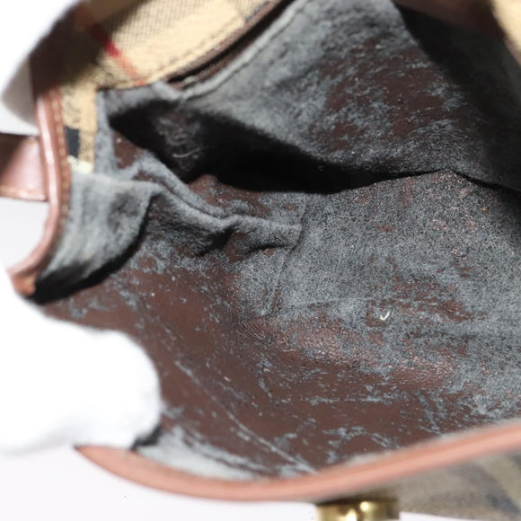 Burberrys Nova Check Shoulder Bag PVC Beige Gold Auth ep10875