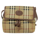 Burberrys Nova Check Shoulder Bag PVC Beige Gold Auth ep10875-2