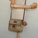 Burberrys Nova Check Shoulder Bag PVC Beige Gold Auth ep10875-21