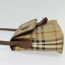 Burberrys Nova Check Shoulder Bag PVC Beige Gold Auth ep10875-4