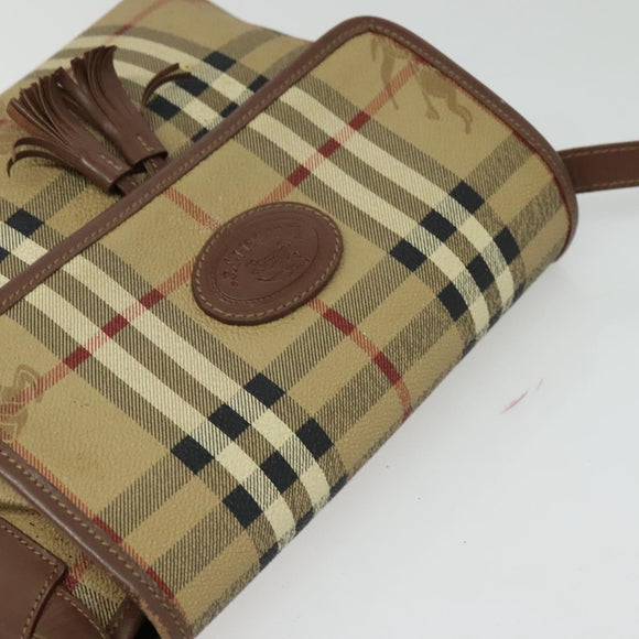 Burberrys Nova Check Shoulder Bag PVC Beige Gold Auth ep10875