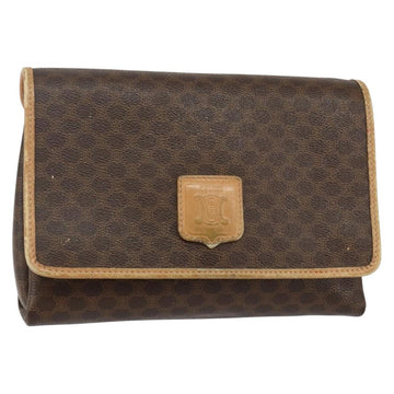 CELINE Macadam Canvas Shoulder Bag PVC Leather Brown Gold Auth ep10882