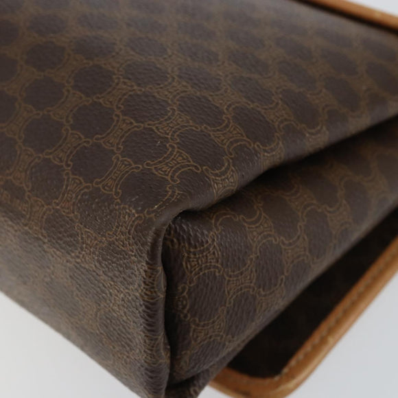 CELINE Macadam Canvas Shoulder Bag PVC Leather Brown Gold Auth ep10882