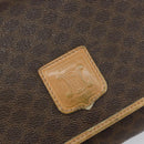 CELINE Macadam Canvas Shoulder Bag PVC Leather Brown Gold Auth ep10882-8