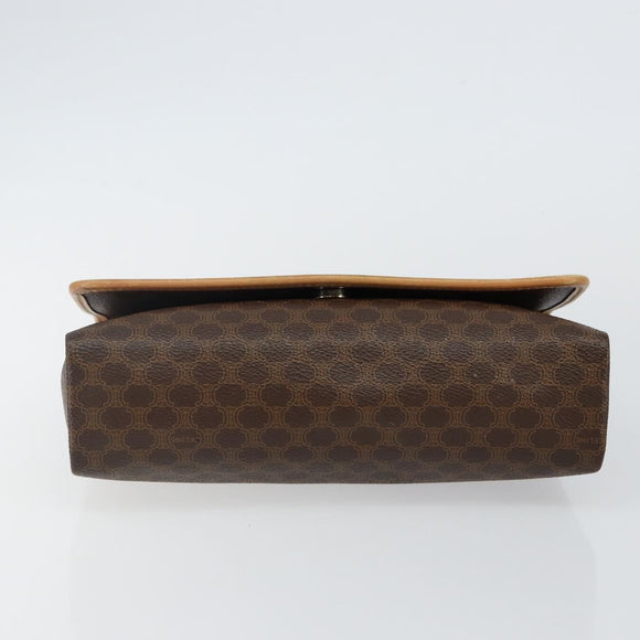 CELINE Macadam Canvas Shoulder Bag PVC Leather Brown Gold Auth ep10882