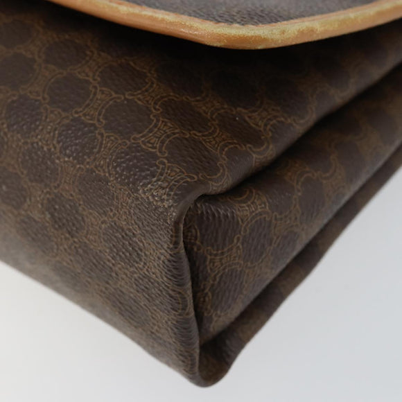 CELINE Macadam Canvas Shoulder Bag PVC Leather Brown Gold Auth ep10882