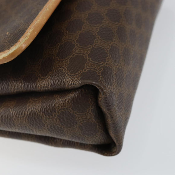 CELINE Macadam Canvas Shoulder Bag PVC Leather Brown Gold Auth ep10882