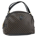 CELINE Macadam Canvas Hand Bag PVC Leather Black Gold Auth ep10885-1