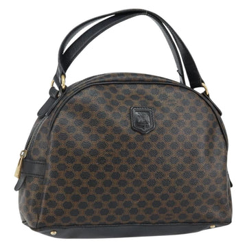 CELINE Macadam Canvas Hand Bag PVC Leather Black Gold Auth ep10885
