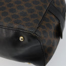 CELINE Macadam Canvas Hand Bag PVC Leather Black Gold Auth ep10885-10