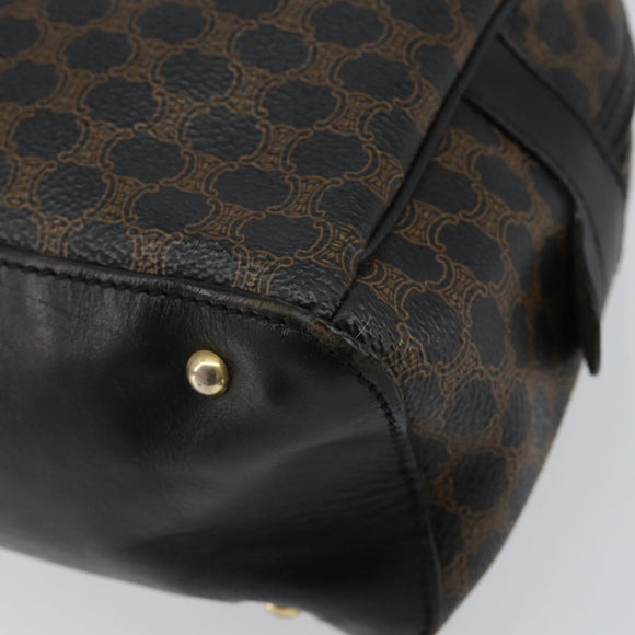 CELINE Macadam Canvas Hand Bag PVC Leather Black Gold Auth ep10885