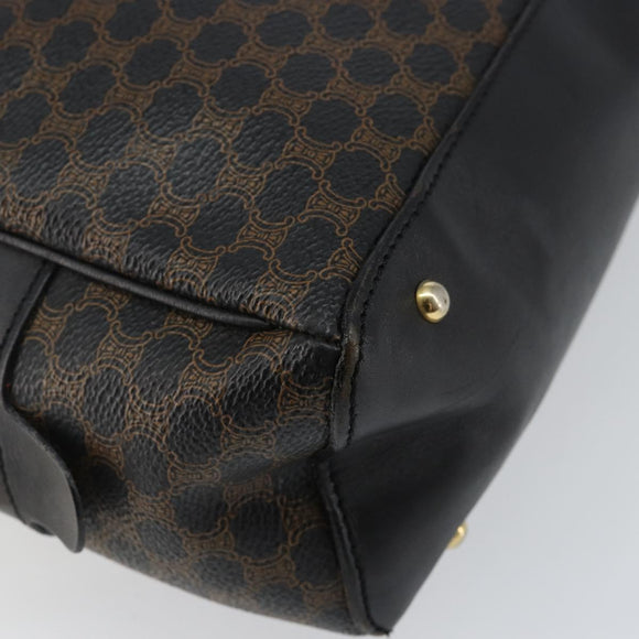 CELINE Macadam Canvas Hand Bag PVC Leather Black Gold Auth ep10885
