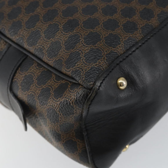 CELINE Macadam Canvas Hand Bag PVC Leather Black Gold Auth ep10885