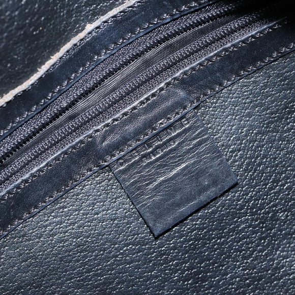 CELINE Macadam Canvas Hand Bag PVC Leather Black Gold Auth ep10885