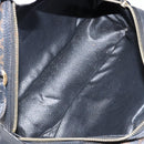 CELINE Macadam Canvas Hand Bag PVC Leather Black Gold Auth ep10885-18