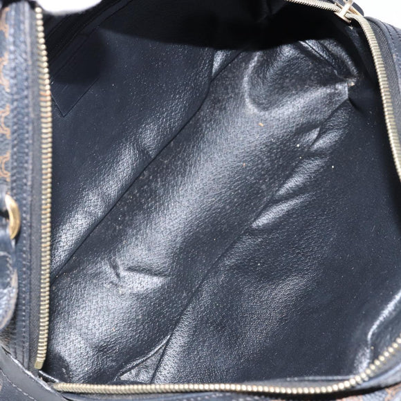 CELINE Macadam Canvas Hand Bag PVC Leather Black Gold Auth ep10885