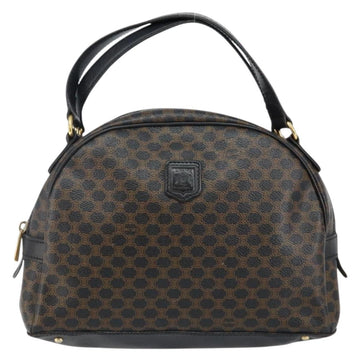 CELINE Macadam Canvas Hand Bag PVC Leather Black Gold Auth ep10885 - 0