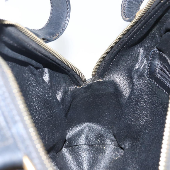 CELINE Macadam Canvas Hand Bag PVC Leather Black Gold Auth ep10885