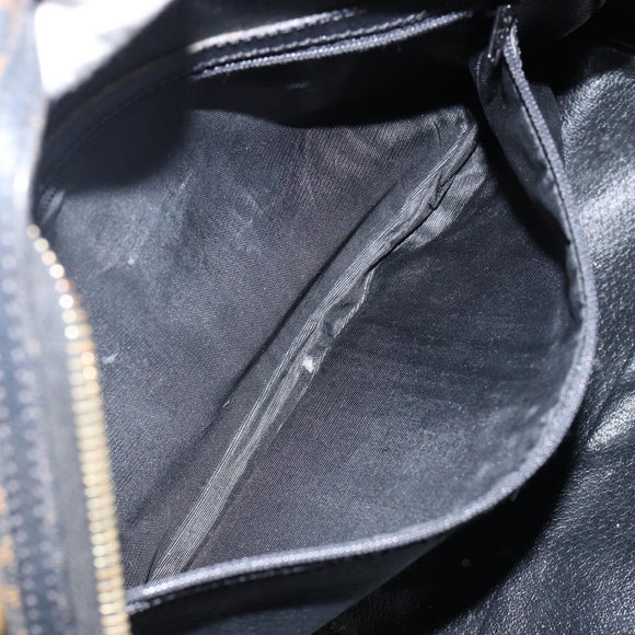 CELINE Macadam Canvas Hand Bag PVC Leather Black Gold Auth ep10885