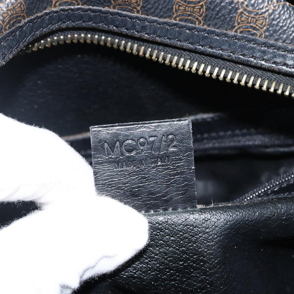 CELINE Macadam Canvas Hand Bag PVC Leather Black Gold Auth ep10885