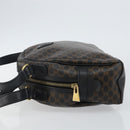 CELINE Macadam Canvas Hand Bag PVC Leather Black Gold Auth ep10885-5