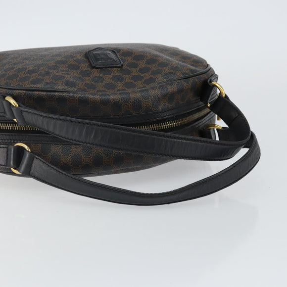 CELINE Macadam Canvas Hand Bag PVC Leather Black Gold Auth ep10885